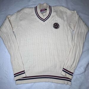 Harvard Seal Cable Knit Cricket Sweater Unisex Small